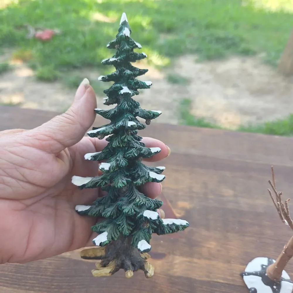Department 56 Snow Covered Evergreen Trees Set of 4 Village Accessories